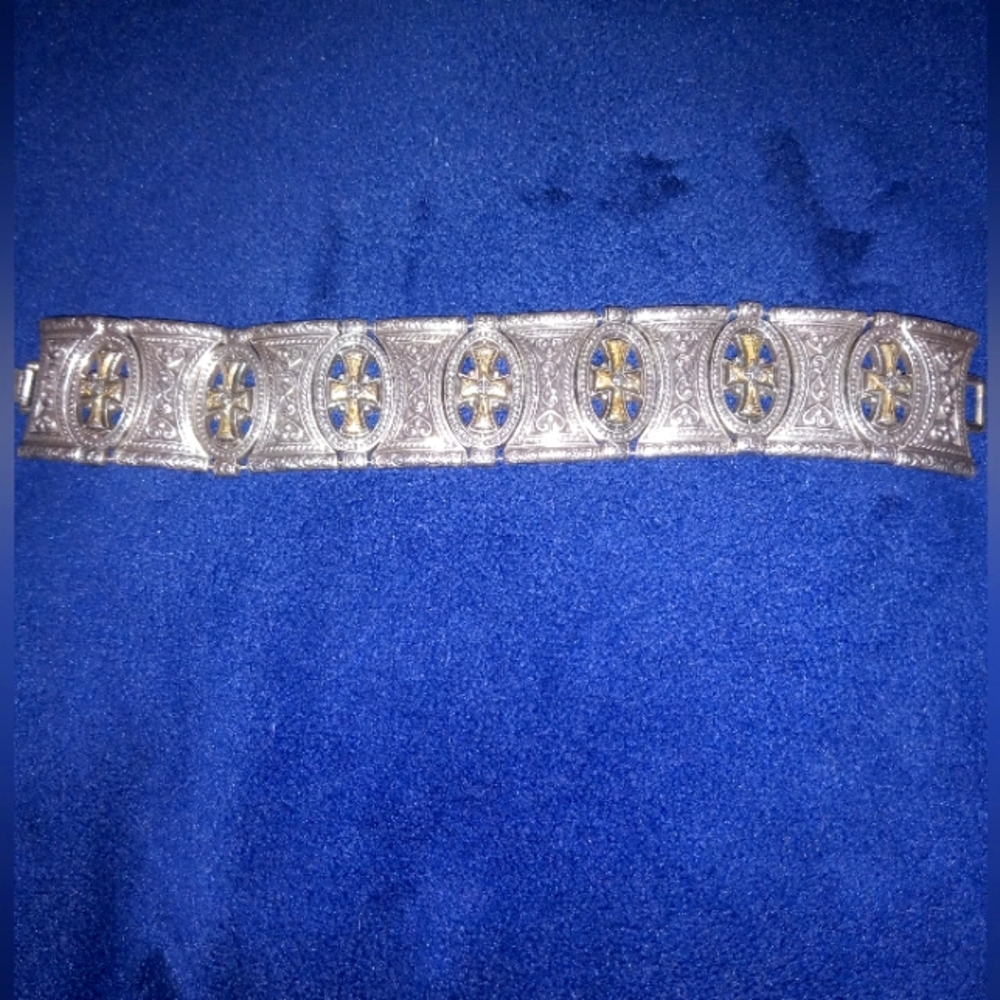 Vintage Rare Brighton Bracelet, silver with gold crosses